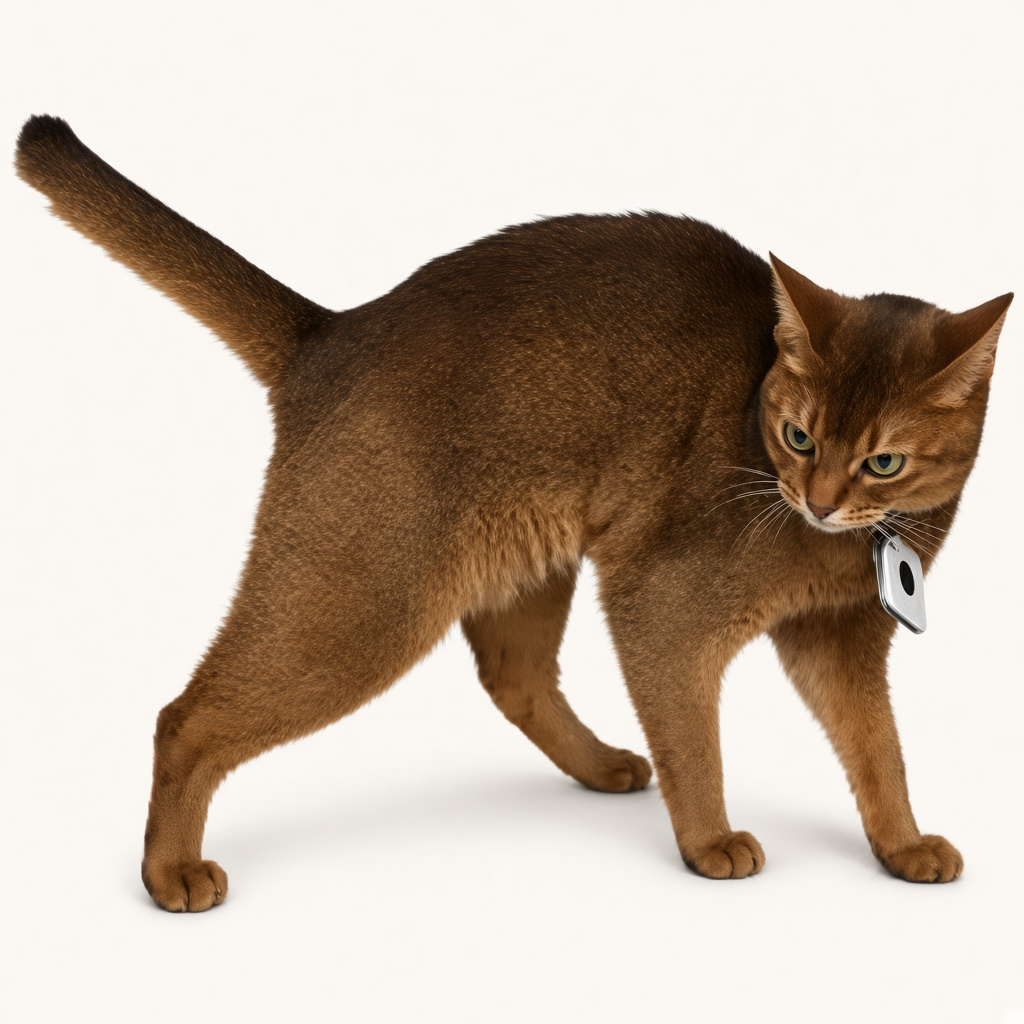 Elon's Cat, a ruddy Abyssinian with a silver tag
